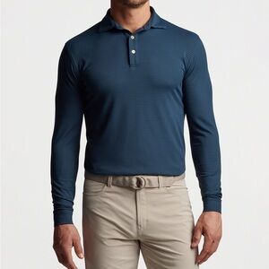 Peter Millar Lyons Stripe Performance Jersey Long-Sleeve Polo